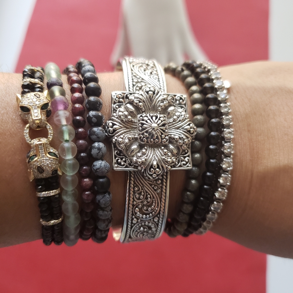 Sterling Silver Floral Cuff Bracelet
